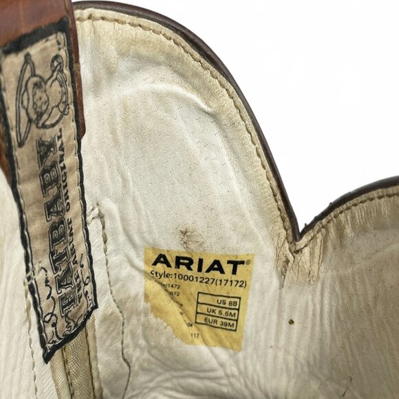 Ariat Leather Brown Green Western Cowgirl Cowboy Boots Women's 8 B - Picture 10 of 13